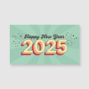 2025 frohes neues Jahr groovy Text Magnetkarte
