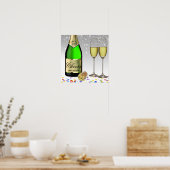 2025 Frohes neues Jahr Weinflasche Poster (Küche)