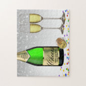 2025 Frohes neues Jahr Weinflasche Puzzle (Vertikal)