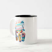 2025 Gelassen Sommerurlaub 2025 Zweifarbige Tasse (Vorderseite Links)