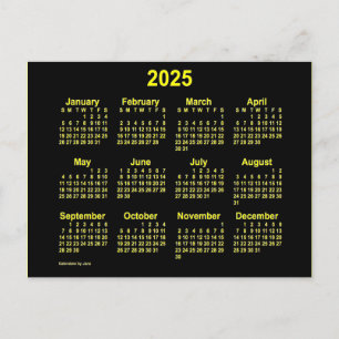 2025 Gelber Mini-Kalender von Janz Postkarte