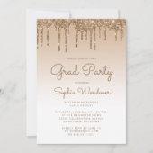 2025 Glam Gold Glitzer Tropfen Foto Abschluss Einladung (Vorderseite)