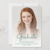 2025 Glam Green Glitzer Tropfen Foto Abschluss Einladung (Rückseite)