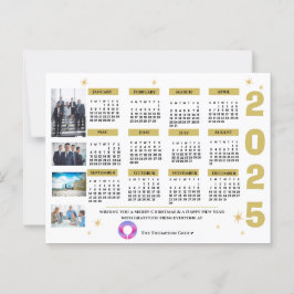 2025 Gold Corporate Calendar Weihnachten & Neues J Postkarte
