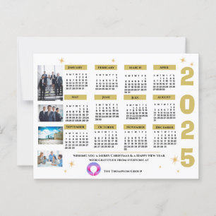 2025 Gold Corporate Calendar Weihnachten & Neues J Postkarte