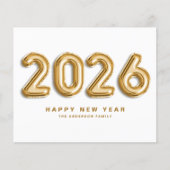 2025 Gold Foil Mylar Balloons Happy New Year Card (Vorderseite)