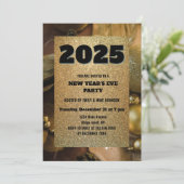 2025 Gold Glitzer Neujahrsfest Einladung (Stehend Vorderseite)
