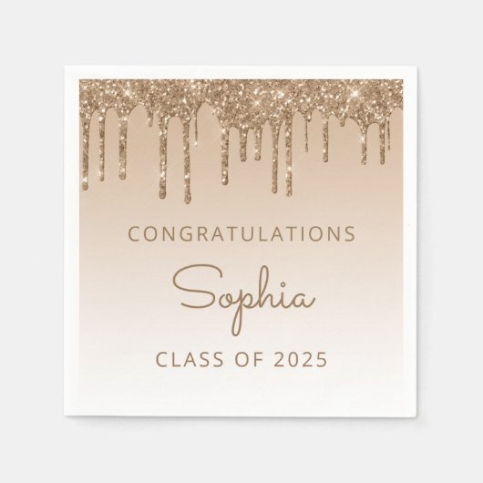 2025 Gold Glitzer Tropfen Abschluss Serviette (Vorderseite)