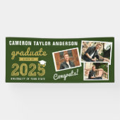 2025 Gold Graduate Sketch 3 Foto Graduation Party Banner (Horizontal)