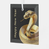 2025 Gold Schlange Happy Chinesisch Neues Jahr Ornament Aus Glas (Vorderseite links)