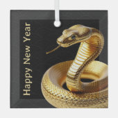 2025 Gold Schlange Happy Chinesisch Neues Jahr Ornament Aus Glas (Vorderseite)