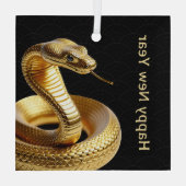 2025 Gold Schlange Happy Chinesisch Neues Jahr Ornament Aus Glas (Rückseite)