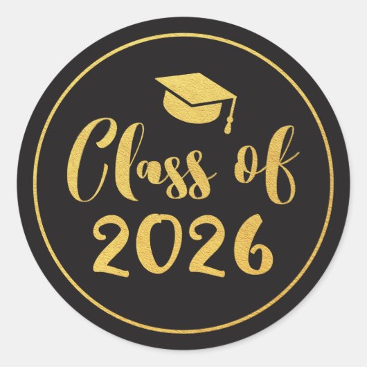 2025 Gold-Script-Abschluss-Bevorzugung Runder Aufkleber (Vorderseite)