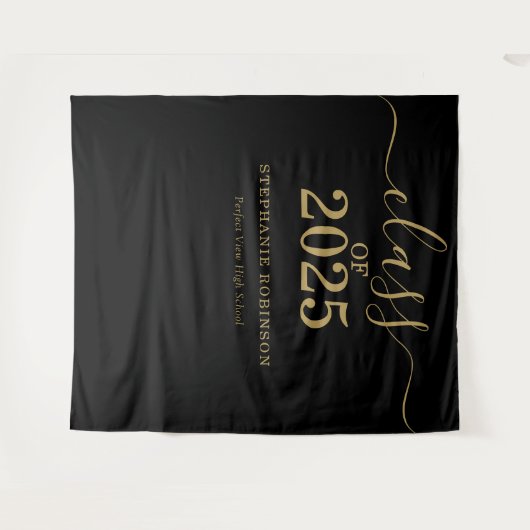 2025-Gold-Script-Abschluss-Hintergrundprop Wandteppich (Vorderseite (Horizontal))