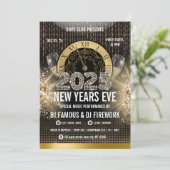 2025 Gold-Silvester-Party Einladung (Stehend Vorderseite)
