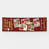 2025 Gold Sketch 5 Foto Collage Graduation Party Banner (Horizontal)