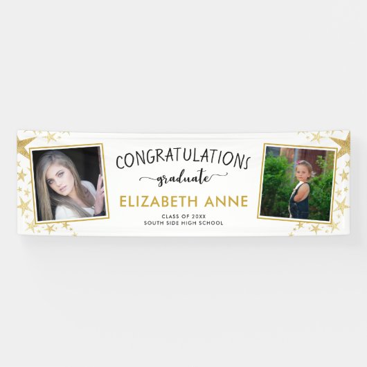 2025 Gold Stars 2 Fotos Abschluss Banner (Horizontal)