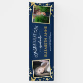 2025 Gold und Blue 2 Fotos Abschluss Banner (Vertikal)