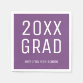 2025 Grad and School Name Modern Graduation Party Serviette (Vorderseite)