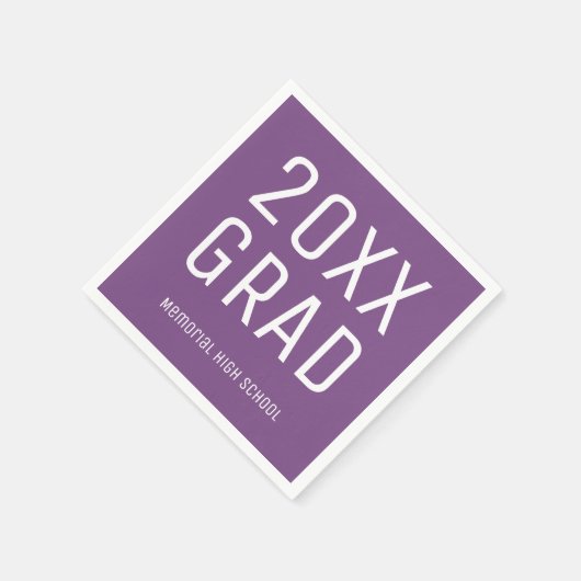 2025 Grad and School Name Modern Graduation Party Serviette (Ecke)