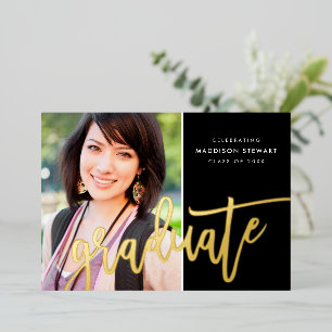 2025 GRAD Foto Moderne Kalligraphie niedliches Sch Folieneinladung