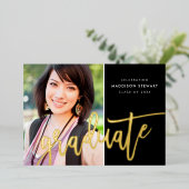 2025 GRAD Foto Moderne Kalligraphie niedliches Sch Folieneinladung (Stehend vorne)