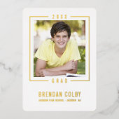 2025 GRAD Foto Moderner Rahmen Königsblau Folieneinladung (Vorderseite)