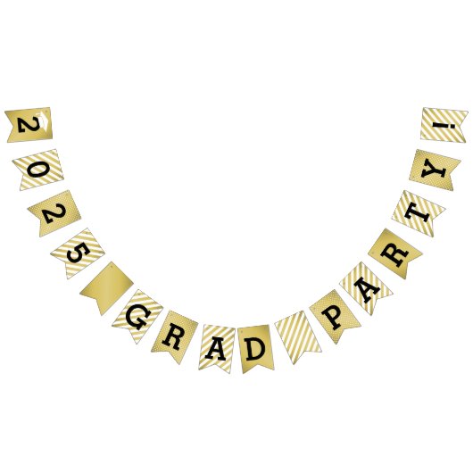 2025 Grad Party Moderner Gold Abschluss Wimpelkette (Alle)
