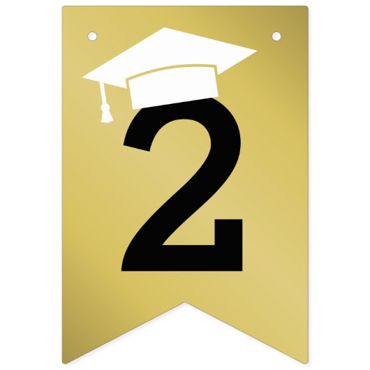 2025 Grad Party Moderner Gold Abschluss Wimpelkette (Erste Fahne)