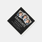2025 Graduate 3-Foto Black and White Serviette (Ecke)