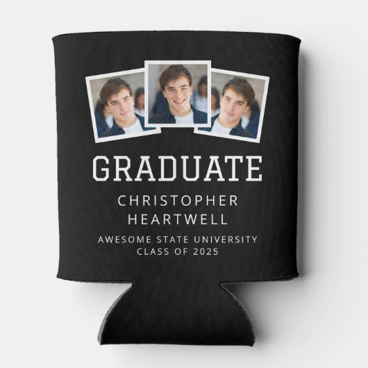 2025 Graduate 3-Foto Black and White Sporty Dosenkühler (Rückseite)