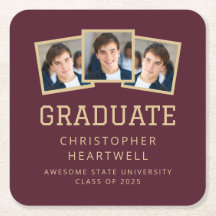 2025 Graduate 3-Foto Burgundy Gold