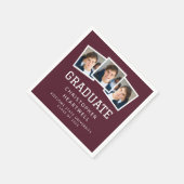 2025 Graduate 3-Foto Burgundy White Serviette (Ecke)