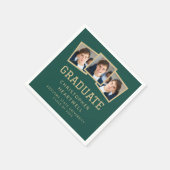 2025 Graduate 3-Foto Green Gold Serviette (Ecke)