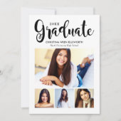 2025 Graduate Black Script Foto Collage Party Einladung (Vorderseite)