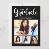 2025 Graduate Black Script Foto Collage Party Einladung (Vorderseite)
