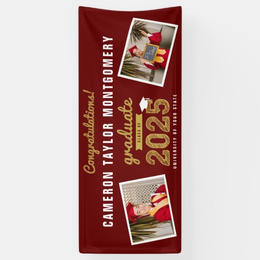2025 Graduate Bold Sketch 2 Foto Graduation Party Banner (Vertikal)