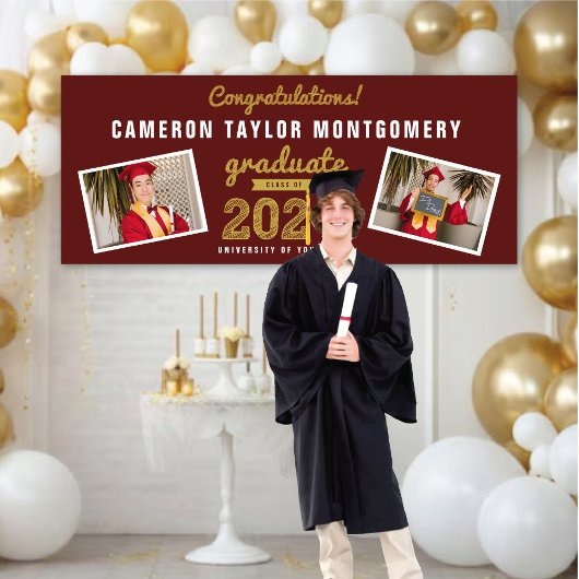 2025 Graduate Bold Sketch 2 Foto Graduation Party Banner