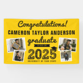 2025 Graduate Bold Sketch 4 Foto Graduation Party Banner (Horizontal)