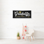 2025 Graduate Gold Black Script Custom Abschluss Banner (Insitu)