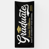 2025 Graduate Gold Black Script Custom Abschluss Banner (Vertikal)
