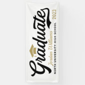 2025 Graduate Gold Black Script Custom Abschluss Banner (Vertikal)