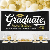 2025 Graduate Gold Black Script Custom Abschluss Banner