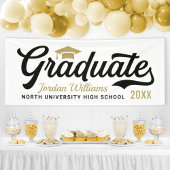 2025 Graduate Gold Black Script Custom Abschluss Banner