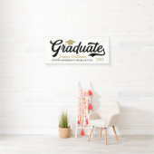 2025 Graduate Gold Black Script Custom Abschluss Banner (Insitu)