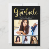 2025 Graduate Gold Script Foto Collage Party Einladung (Vorderseite)