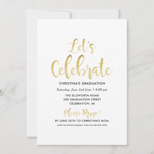 2025 Graduate Gold Script Foto Collage Party Einladung (Rückseite)