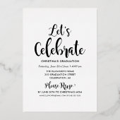 2025 Graduate Gold Script Foto Collage Party Folieneinladung (Rückseite)