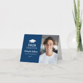 2025 Graduate Navy Abschluss Foto Dankeskarte (Vorderseite)