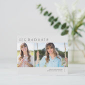 2025 Graduate Neutral Gray Foto Abschluss Postkarte (Stehend Vorderseite)